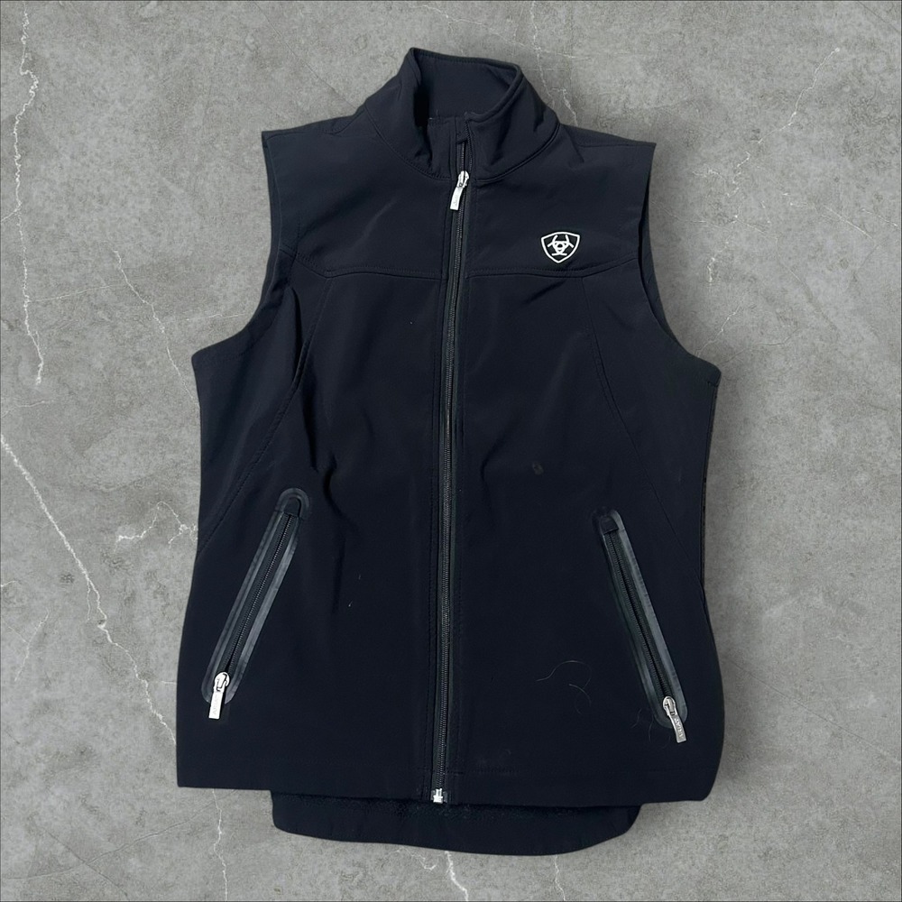 Ariat Softshell Vest Women M Black AriatTek Water Resistant Mock Neck B98